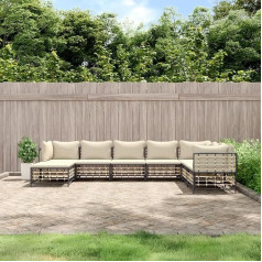 Whopbxgad Svetainės baldų komplektai, svetainės sofos komplektai, sofa lova, 8-TLG. Garten-Lounge-Set mit Kissen Anthrazit Poly Rattanmodular Sofa,Modular Couch,Outdoor Patio Furniture,