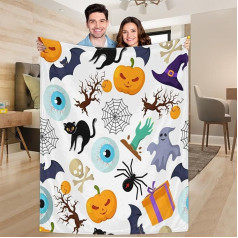 Ririx Halloween-Spinnen-Kürbis-Überwurfdecke, Halloween-Decke, für Bett, Couch, Sofa, Stuhl, Camping und Reisen, leichte Decke, groß (203 x 152 cm)