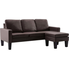 Vidaxl 3-vietė sofa su taburete, sofa, minkšta sofa, poilsio sofa, svetainės sofa, svetainės baldai, svetainės sofa, sofos komplektas, dizainerio sofa, odinė sofa, ruda dirbtinė oda