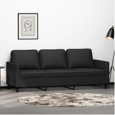 Gecheer 3-Seater Sofa Couch Guest Sofa Bed Sofa Bed Sofa Bed for Living Room / Home / Office Black 180 cm Faux Leather