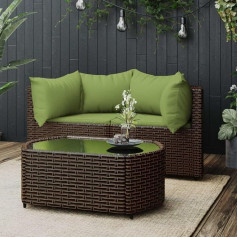 Whopbxgad Living Room Furniture Sets,Couch Sets for Living Room,Sofa Bed,3-TLG. Garten-Lounge-Set mit Kissen Braun Poly Rattanmodular Sofa,modular Couch,Outdoor Patio Furniture,