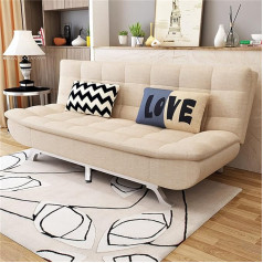 Usmask 2 Seater Sofa Bed Modern Linen Padded Sofa Living Room Chair Couch with Metal Legs 3 Angle Adjustable Backrest for Living Room Office Room Dark Grey 150×85×