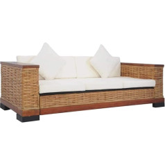 Guyana 3-Seater Sofa with Cushions Brown Natural Rattan Sofa Bed 3 Seater Sheep Sofa Artificial Sofa Bed Small