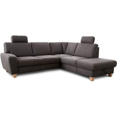 Cavadore Viskonsino kampinė sofa su spyruokline šerdimi / kaimiško stiliaus sofa su 2 atlošais galvai / kaimiško stiliaus sofa / buko medinės kojelės / odinis mikropluoštas / dydis: 248 x 88 x 215 cm (plotis x aukštis x gylis) /