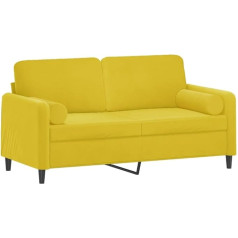 Vidaxl 2 vietų sofa, sofa su dekoratyvinėmis pagalvėlėmis, atsilenkianti sofa svetainei, minkšta sofa fotelis poilsio sofa, geltonas aksomas