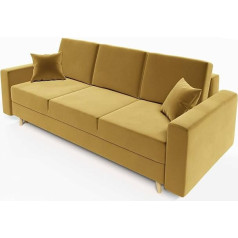 Generisch Kent Sofa with Sleep Function and Bed Box, 236 x 90 cm, Modern Sofa Bed, Couch Sofa Bed, Living Landscape Colour, Choice of Colours, 3-Seater, Fold-Out for Living Room, Guest Room (Beige)