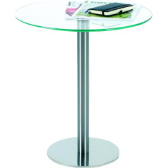 Certeo Ebinger Coffee and Side Table in Stainless Steel Diameter 495 mm Clear Tempered Safety Glass Top Table Height 550 mm P734.35.0