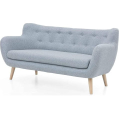 3F Furniture For Friends Möbelfreude Doluna Couch Jana Pastel Blue Sofa Three-Seater with Solid Wood Feet - Beech 86 cm (H) x 182 cm (W) x 80 cm (D)