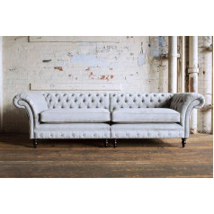 Jvmoebel XXL liels dīvāns dīvāns Chesterfield 240 cm spilvenu dīvāni 4 sēdvietas ādas tekstils #E1