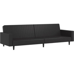 ‎Vidaxl vidaXL Sofa Bed 2-Seater Sofa Bed for Living Room Home Cinema Office Guest Bed with Wooden Frame Sofa Bed Daybed Couch Sofa Extendable Black Faux Leather