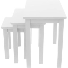 Aerati Šoninis staliukas, 3 šoninių staliukų rinkinys Medinis kavos staliukas svetainei, tvirtas staliukas Lako dažai, baigtas balta spalva