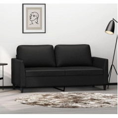 Cozynest 2 vietų sofa juoda 140 cm dirbtinės odos