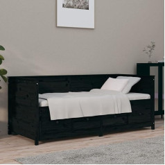 Moonairy Day Bed, Sofa Bed, Couch with Sleep Function, Sofa Bed, Sofa Bed, Daybed, Sofa Bed, Sofa Bed, Couch Bed, Teenager's Bed, Black, 75 x 190 cm, Solid Pine Wood