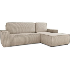 Sofnet Totti L stūra dīvāns ar miega funkciju un gultas lodziņu, auklas audums, L-veida dīvāns, mīkstie dīvāni, dīvāns gulta, dīvānu komplekts (bēšs (Poso 100), stūra dīvāns labajā pusē)