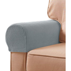 Xdks Stretch Fabric Armchair Couch Armrest Cover Non-Slip Spandex poliestera dīvāna krēsla roku cepures Aizsargapvalki mēbeļu aizsardzībai, komplekts no 2 (komplekts no 4, gaiši pelēks)