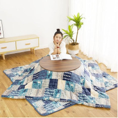 Kotatsu Četru gabalu komplekts Ģimenes galds Apaļais saliekamais galds Ziemas tatami sildīšanas galds Silta dāvana ģimenei (krāsa: koks, S: 80 x 80 x 36 cm)