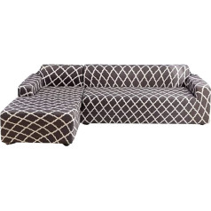 ‎Jianyana Jian Ya NA L Shape Stretch Sofa Covers, poliestera spandekss audums Slip Cover, 2 gab poliestera auduma stiept Slipcovers + 2 spilvenu pārvalki, modernam griezuma dīvānam