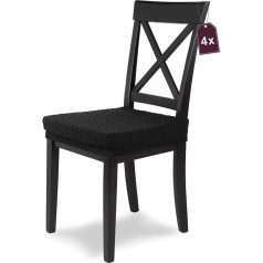 ‎Sh Scheffler-Home Live Homestyle Scheffler Home Stretch Chair Cover Žakarda Lea / krēsla vāka komplekts no 4 elastīgiem krēslu pārvalkiem Melns sēdekļa pārvalks Ēdamistabas krēsls Elegants sēdekļu pārvalks krēsliem Piemērots kā biroja 