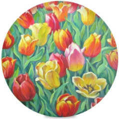 Odawa Tulip Placemat komplekts Karstumizturīgs apaļa ēdamgalda dekorēšana