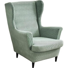 Iepakojumā 2 Spandex Grain Fleece Stretch Armchair Cover Wing Chair Protective Cover Wing Chair Cover Mēbeļu pārvalki krēsliem Dzīvojamā istaba (Bean Green)