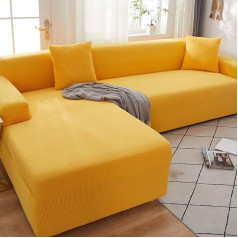 HKPLDE Sofa Cover 5 Seater, L-Shape Protective Cover Easy Stretch Fit Elastic Fabric Couch Sofa Protector Protective Cover Washable 2 Seater (145-185 cm) - Yellow