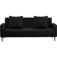 ‎Trimming Shop Apdares veikala Velvet Stretch Sofa Cover Spandekss Stretchy Couch Aizsargājošie pārvalki Universāls dīvāns Mēbeļu aizsargs dzīvojamai istabai Iebūvēts neslīdošs biezs pārvalks Mašīnā mazgājams melns 4 sēdvietas