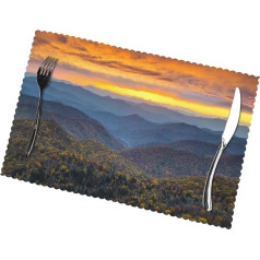 Nezih Blue Ridge Parkway Mountains Print Placemats Set of 6 galda apdares paklājiņš Place Mat Virtuves karstumizturīgs mazgājams