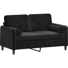 Vidaxl 2-Seater Sofa, Couch with Decorative Cushion, Recliner Sofa for Living Room, Upholstered Sofa, Armchair, Relaxing Sofa, Lounge Sofa, Relaxing Couch, Black Velvet