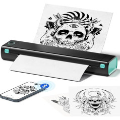 ItriAce M08F Bluetooth Stencil Printer, Tattoo Printer for Temporary and Permanent Tattoos, Wireless Thermal Printer Tattoo Compatible with 10 Sheets of Thermal Paper A4 - Black