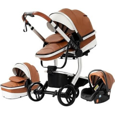 3-in-1 Combination Pram, 3-in-1 Infant Travel Systems, Pushchair, High Landscape Reclining Buggy, Newborn Pram, Foldable Standard Pram (518 Khaki)