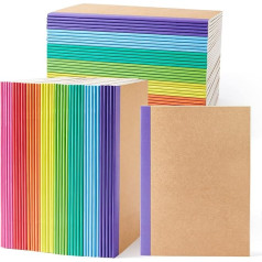 feela Kompozicijos sąsiuviniai Bulk Kraft Cover Ruled Blank College Travel Journals with Rainbow Spine for Women Students Business 60 puslapių 8.3 x 5.5 colių A5 8 spalvų 80