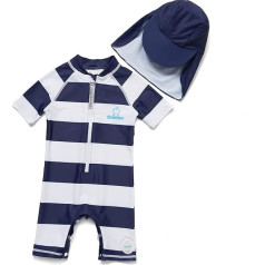 BONVERANO Baby Boys peldkostīms Toddler peldkostīms ar īsām piedurknēm Zip viengabala peldkostīms ar UPF 50+ saules aizsardzību