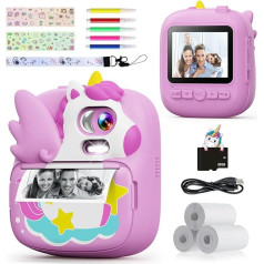 CAMCLID Bērnu fotoaparāts Instant Camera 2,4 collu instant kamera bērniem ar 32G TF karti un foto papīra drukāšanu, 1080P HD digitālā kamera bērniem, dāvanas zēniem un meitenēm no 3 līdz 12 gadiem (violeta)