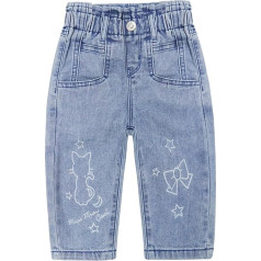KIDSCOOL SPACE Детские джинсы для маленьких девочек, эластичная талия из бумажного мешка, милые печатные джинсы