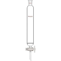 hromatogrāfijas kolonna no borosilikāta stikla, hromatogrāfijas kolonna 24/40, hromatogrāfijas kolonna ar fritu disku un PTFE aizbīdni, 50 mm kolonnas diametrs un 300 mm efektīvais garums