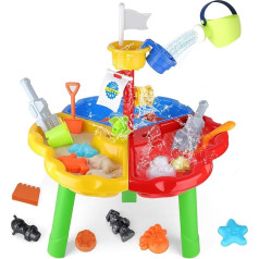 deAO children’s sand and water table play set for outdoor activities with various accessories