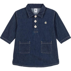 Petit Bateau Baby-Mädchen Babykleid mit Langen Ärmeln aus hellem Denim