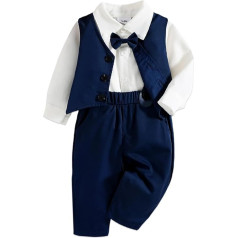 PATPAT Baby Boys Long-Sleeved Clothing Gentleman Suits Infant Playsuit Toddler Outfits Set