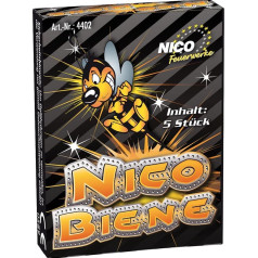 Nico® 4402 Jauniešu uguņošanas ierīces, Biene 24, 5 gabaliņu iepakojums, Buzzing Spinning Floor Tops