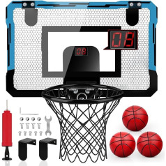 YIMORE Indoor Children's Basketball Hoop, Electronic Scoreboard, Mini Basketball Hoop for Room, Indoor Outdoor Basketball Basket with 3 Balls and Pump, Basketball Gifts for Children from 3 Years