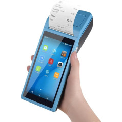 Android POS-терминал-Quittungsdrucker, Hand-Belegdrucker mit 5,5-Zoll-Touchscreen, unterstützt 3G, WLAN, BT3.0/4.0 für iBeacon, Quad-Core-CPU, tragbarer Belegdruck, integriertes All-in-One (blau)