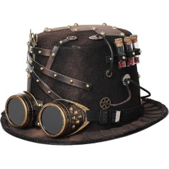 BLESSUME Steampunk cepure ar brillēm karnevālam, Helovīnam, tematiskajai ballītei