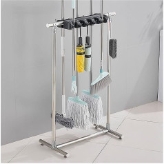 Abflussregal, Besen-Mopp-Halter, Wagen, Mehrzweck-Halter für Mopps und Besen, beweglicher, auf dem Boden montierter kommerzieller Mop-Halter, Reinigungsmittel und Werkzeug-Organizer und -Auf