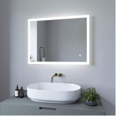 AQUABATOS® Bathroom Mirror with Lighting 80 x 60 cm Light Mirror Bathroom Mirror with Light LED Mirror Cosmetic Mirror Shaving Mirror Table Mirror Touch Switch Dimmable Mirror Heating Anti-Fog