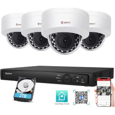 Anpviz 5MP Outdoor Surveillance Camera Set, 8CH 4K NVR Video Surveillance with 4x 5MP CCTV PoE Cameras and 2TB HDD for 24/7 Recording Indoor Outdoor, Plug & Play, Motion Detection, Weatherproof IP66