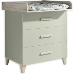 Prizzi Practical Baby Changing Table with Changing Mat in Pastel Green / Aurum Look - Versatile Changing Table with Lots of Storage Space - 90 x 107 x 78 cm (W x H x D)