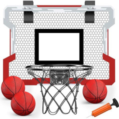 HYES Mini basketbola stīpa bērniem, basketbola stīpu komplekts istabai, basketbola komplekts ar 3 bumbu sūkņiem, iekštelpu birojam, mājai, āra basketbola tāfelei, sienas stiprinājums, sporta rotaļlieta, basketbola tāfele,