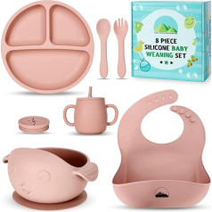 The Little Chiltern Co Baby Weaning Set - Baby Led Weaning Supplies Self Feeding Food Set (rozā)