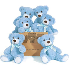 SNOWOLF Pack of 6 Teddy Bear Plush Cute Stuffed Animal Toy Cushion Bear Doll Gift for Children Boys Girls Birthday Christmas Valentine's Day (Blue, 13,7 collas/35 cm)