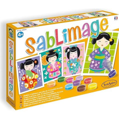 Sentosphère 3900896 Sablimage smilšu attēlu komplekts bērniem, Geisha Kokeshi motīvs, radošais komplekts, DIY, daudzkrāsains